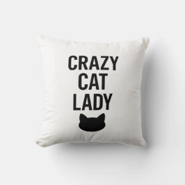 Coussin Dame de chat fou - Drôle cadeau Amoureux des chats