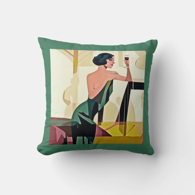 Coussin Dame déco dans l'art moderne vert (Recto)