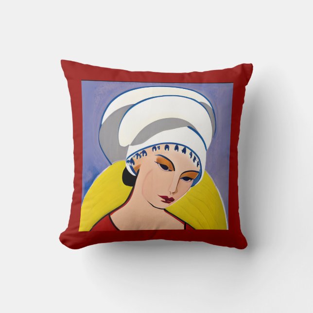 Coussin Dame moderne Art déco à Turban (Recto)