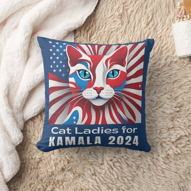 Coussin Dames de chat pour Kamala 2024 Démocrate (Couverture)