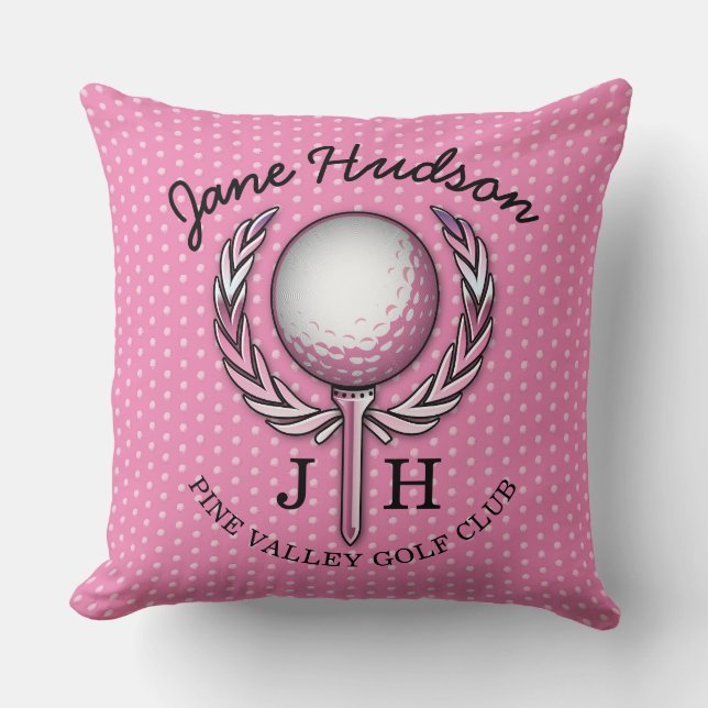 Coussin Dames Élégant Design Monogrammé de Golf (Recto)
