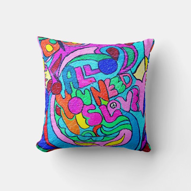 coussin d'amour hippie multicolore (Recto)