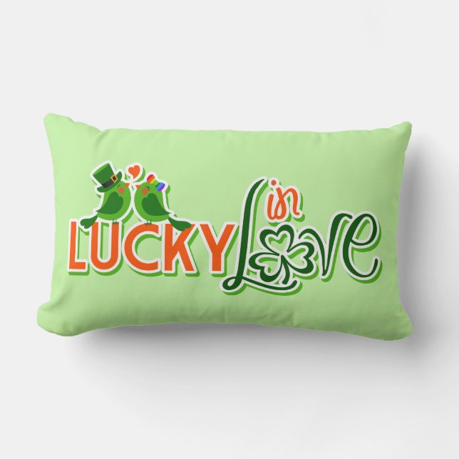 Coussin d'amour Shamrock irlandais Green Lovebirds (Recto)