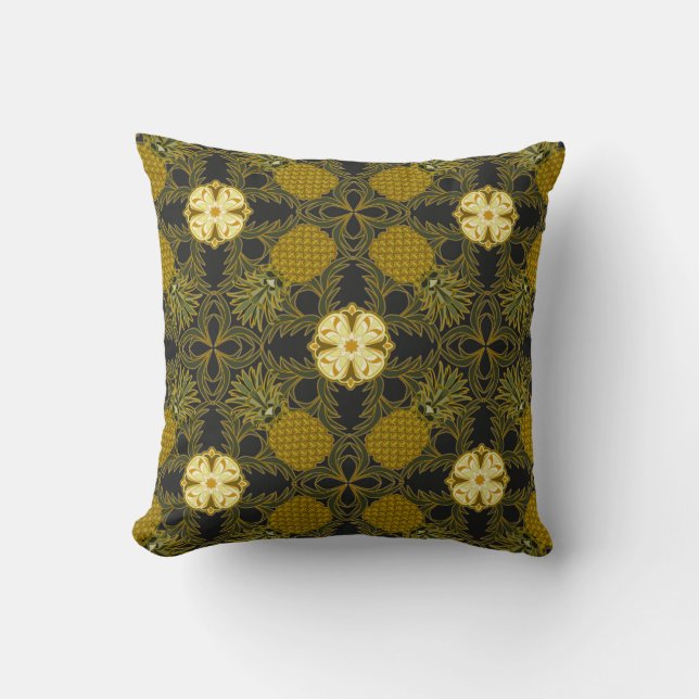 Coussin d'ananas noir et or (Recto)