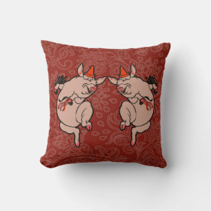 Coussin Dancing Pig Antique Cute Danseuse
