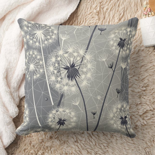 Coussin Dandelion monochrome moderne (Couverture)
