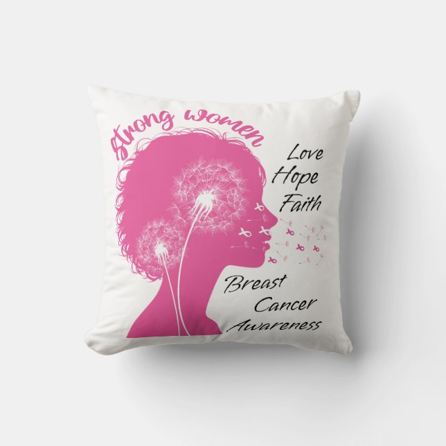 Coussin Dandelion Sensibilisation au cancer du sein Ruban  (Recto)