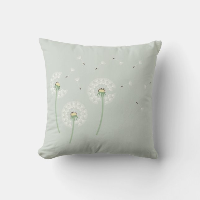 Coussin Dandelions Sage (Recto)