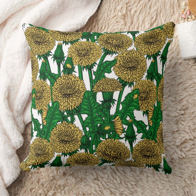 Coussin Dandelions sur blanc (Couverture)