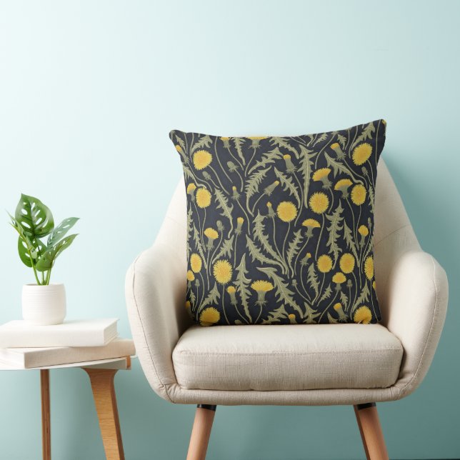 Coussin Dandelions, vert, jaune et noir (Chaise)
