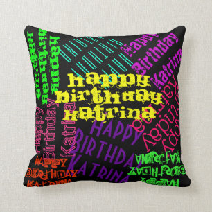 Coussin d'anniversaire coloré et heureux Personna