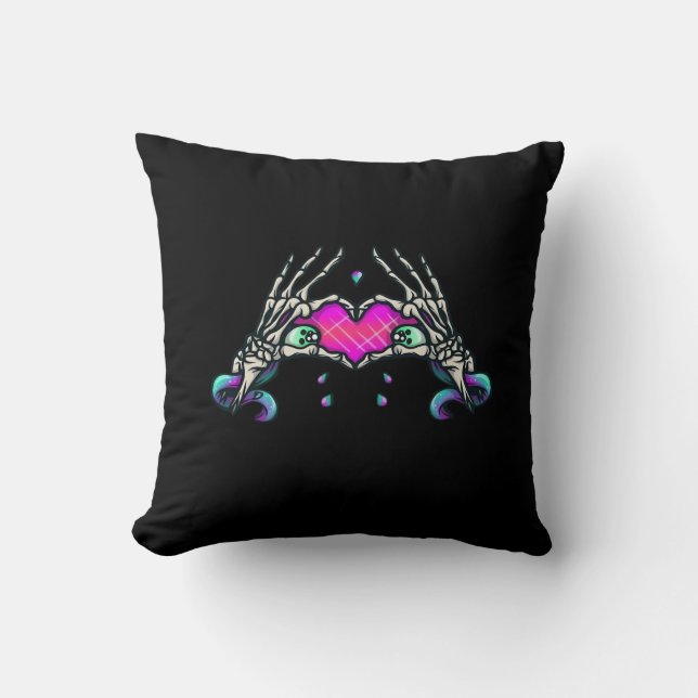 Coussin Dans la mort - Squelette Mains de coeur (Recto)