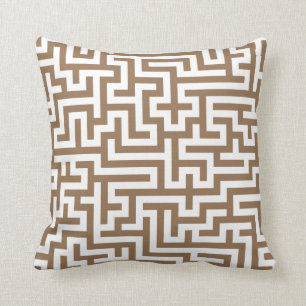 Coussin dans le motif de labyrinthe de Taupe