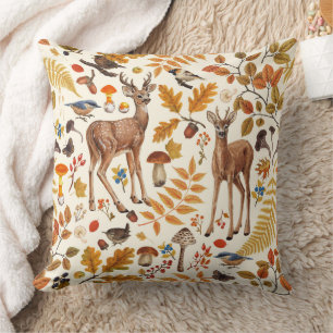 Coussin Dans les bois / Cerf d'automne sur le blanc