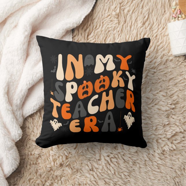 Coussin Dans Mon Époque Enseignante Éffrayante Halloween (Couverture)