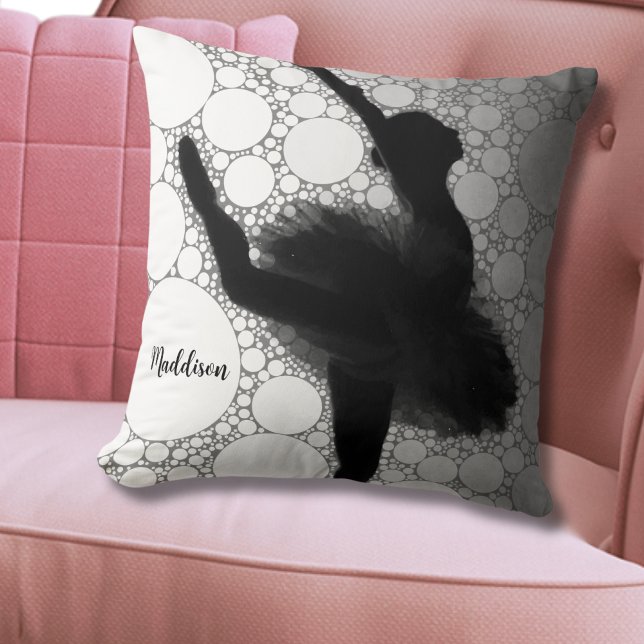 Coussin Danse de ballet personnalisée Ballerina (Unique Black White Dancing Ballerina Throw Ballet Pillow)