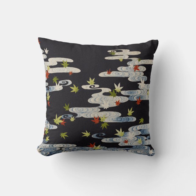 Coussin DANSE KIMONO, EAU COURANTE, CHUTE FEUILLE Florale (Recto)