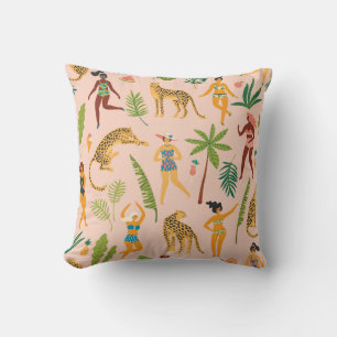 Coussin Danseuses, Leopards Motif Vintage.