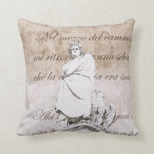 Coussin Dante Alighieri avec la comédie divine, vers