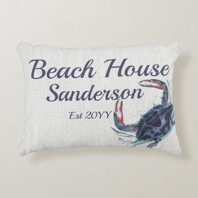 Coussin d'aquarelle bleu marine crabe bleu (Devant)