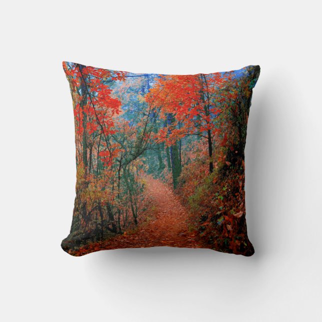 Coussin d'aquarelle de la flamme d'automne de la f (Recto)