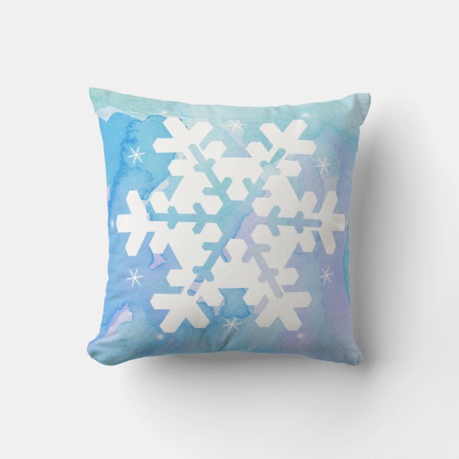 Coussin d'aquarelle : Flocon de neige congelé (Recto)
