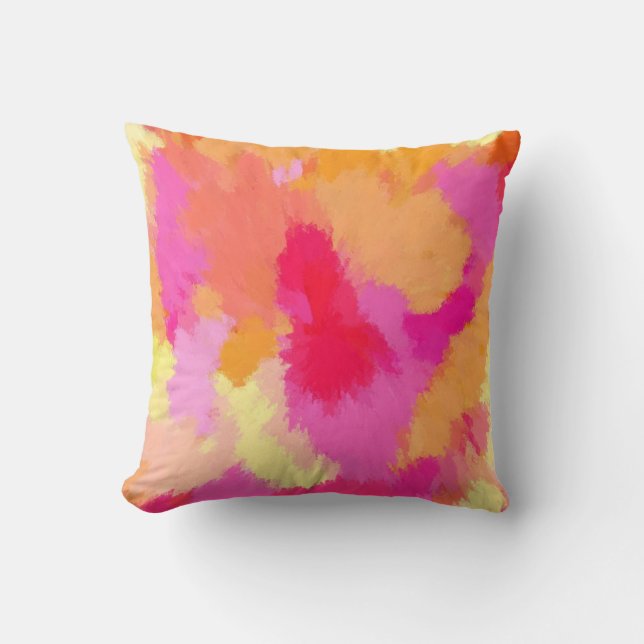 Coussin d'aquarelle rose, orange et jaune (Recto)