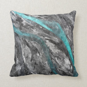 Coussin d'aquarelle turquoise et grise