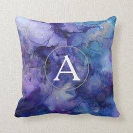 Coussin d'aquarelle violet de monogramme