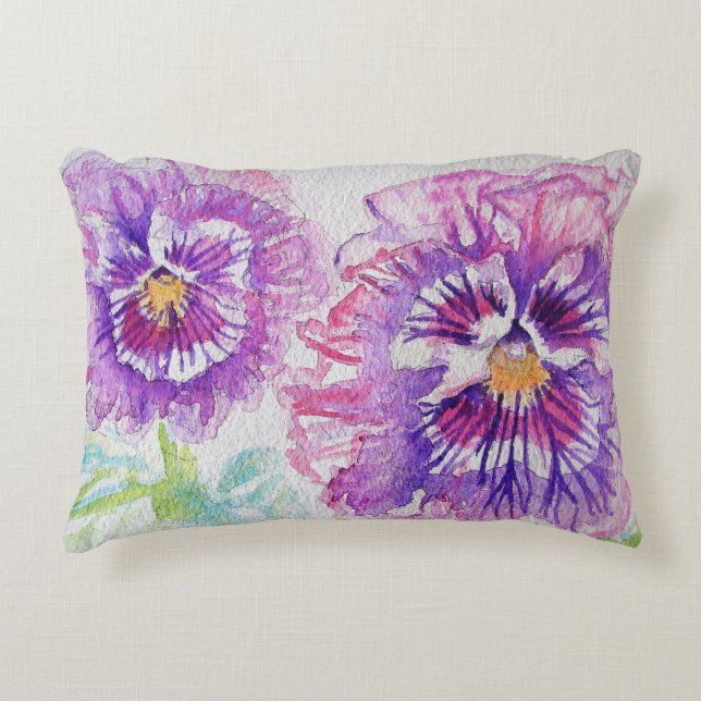 Coussin d'aquarelle violet et rose (Devant)
