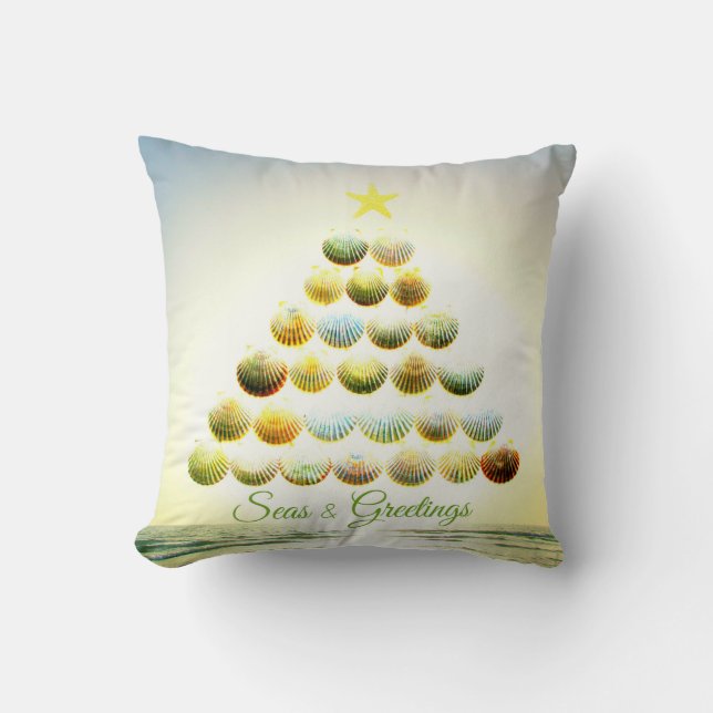Coussin d'arbre de Noël de Shell de mers et de (Recto)