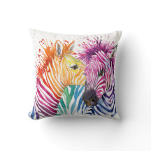 Coussin d'arc-en-ciel de zèbre