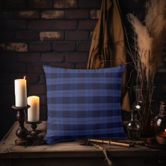 Coussin Dark Academia Blue Plaid Design