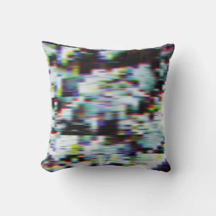 Coussin Dark glitch background, illustration. Noir, bleu