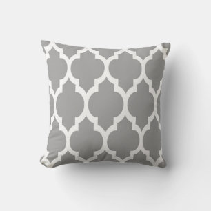 Coussin Dark Gray White Moroccan Quatrefoil Pattern #4