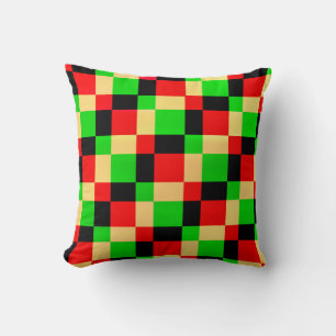 Coussin d'art de bloc géométrique noir rouge or ré