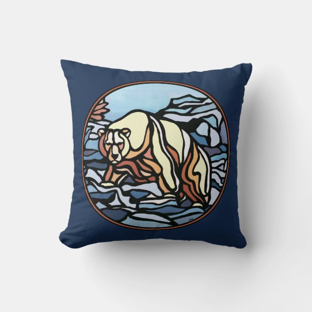 Coussin d'art de l'ours tribal Premières nations O (Recto)