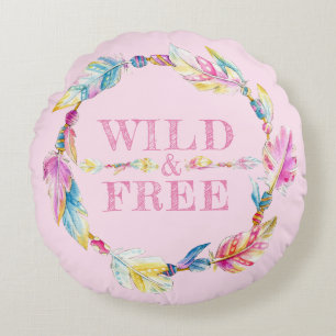 Coussin d'art de plume d'aquarelle sauvage et libr