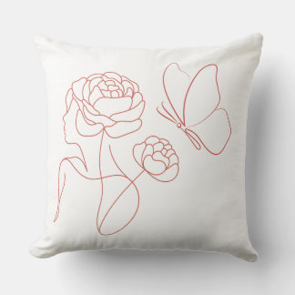 Coussin d'art en ligne floral moderne
