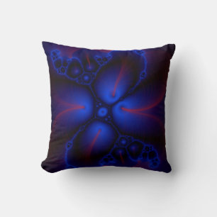 coussin d'art fractal rouge et bleu