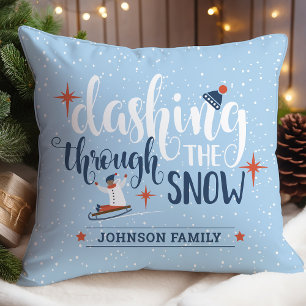 Coussin Dashing personnalisé à travers le Noël de la neige