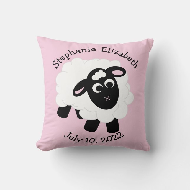Coussin Date de naissance Cartoon mignon Mouton Jetez l'or (Recto)