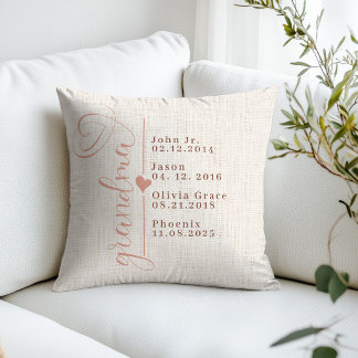 Coussin Date de naissance personnalisée grand-mère Noms de