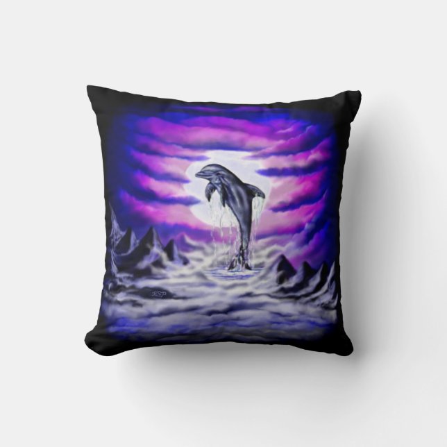 Coussin Dauphin clair de lune (Recto)