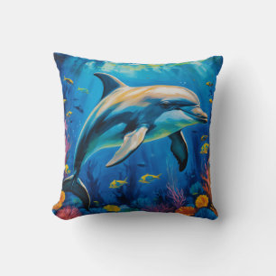 Coussin Dauphin de peinture à l'huile