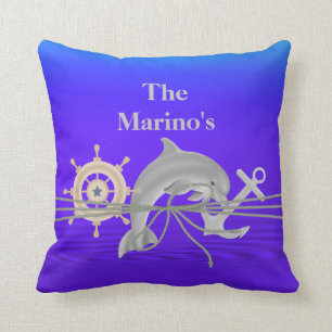 Coussin Dauphin NAUTIQUE, Ancre, cadeau fait sur commande