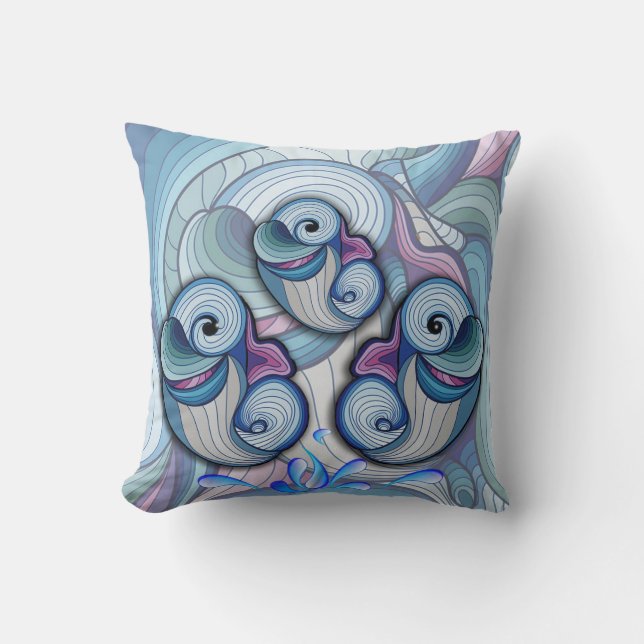 Coussin Dauphins abstraits (Recto)