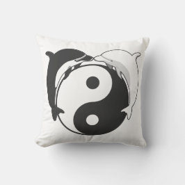 Coussin Dauphins Yin Yang Noir/Blanc