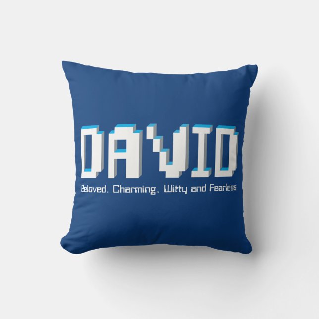 Coussin David boys nom signifiant pixels bleus jeux de tex (Recto)