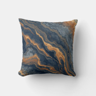 Coussin de 40 cm de couleur bleu marine, orange br